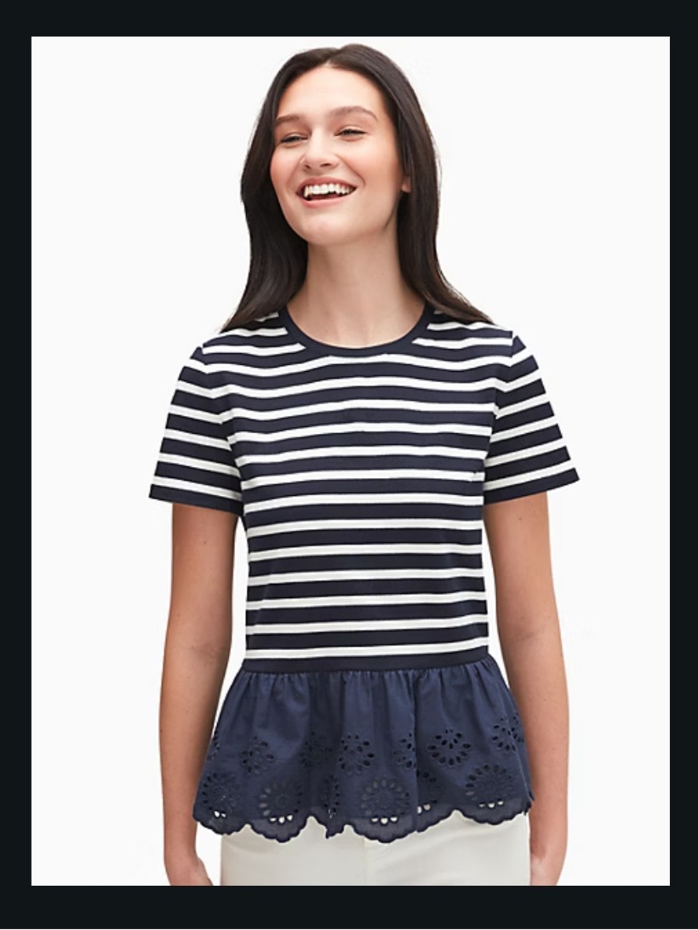 Kate Spade Eyelet Striped Tee - XL